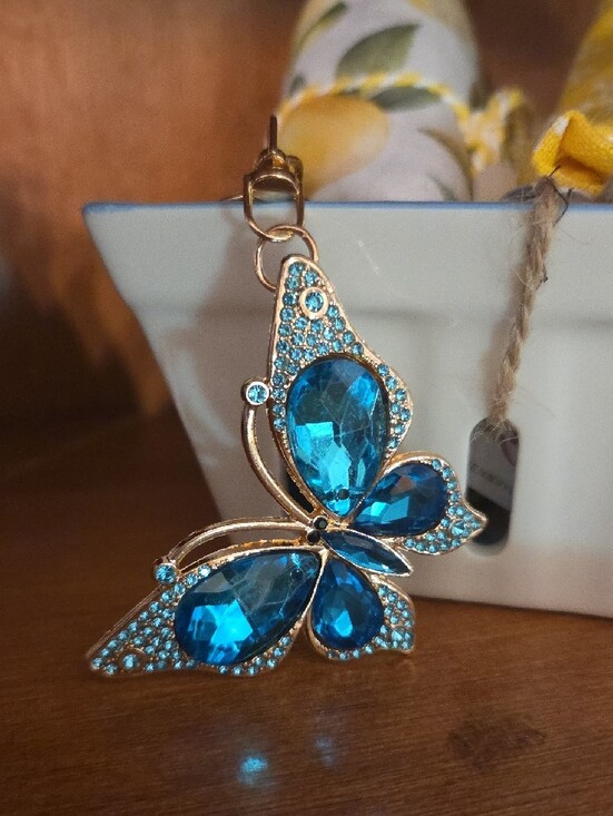 Handbags - Beautiful Blue Crystal Butterfly Bag Charm